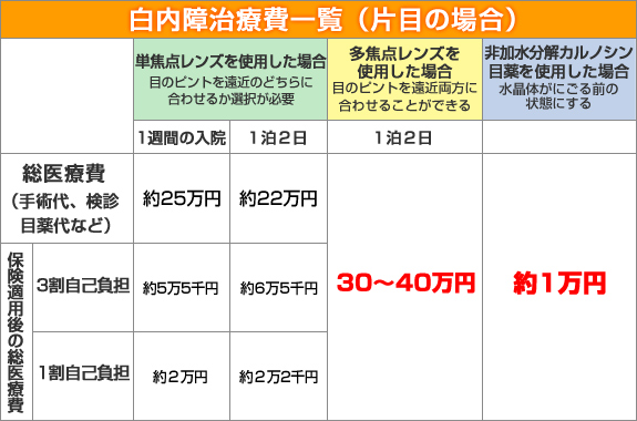 手術 費用 白内障