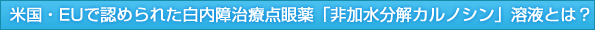 米国・EUで認められた白内障治療点眼薬「非加水分解カルノシン」溶液とは?